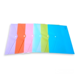 SOBRE PORTADOC. A4 YIL 6301 TRANSPARENTE LISO Y COLORES PASTEL       PACK X12